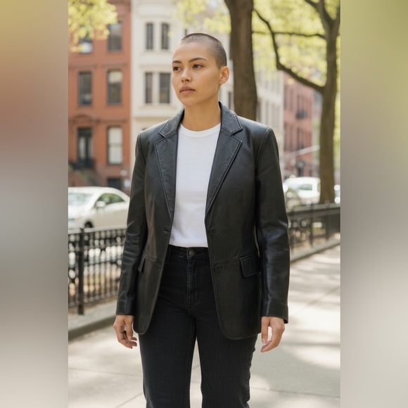 Banana Republic Jackets & Blazers - Vintage Banana Republic Women’s Black Genuine Soft Leather Jacket Coat 6